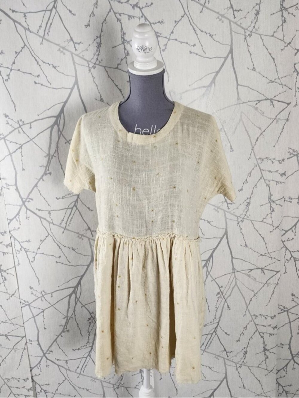 Rue Stiic Pale Yellow Cotton Gauze Flounce Mini Dress